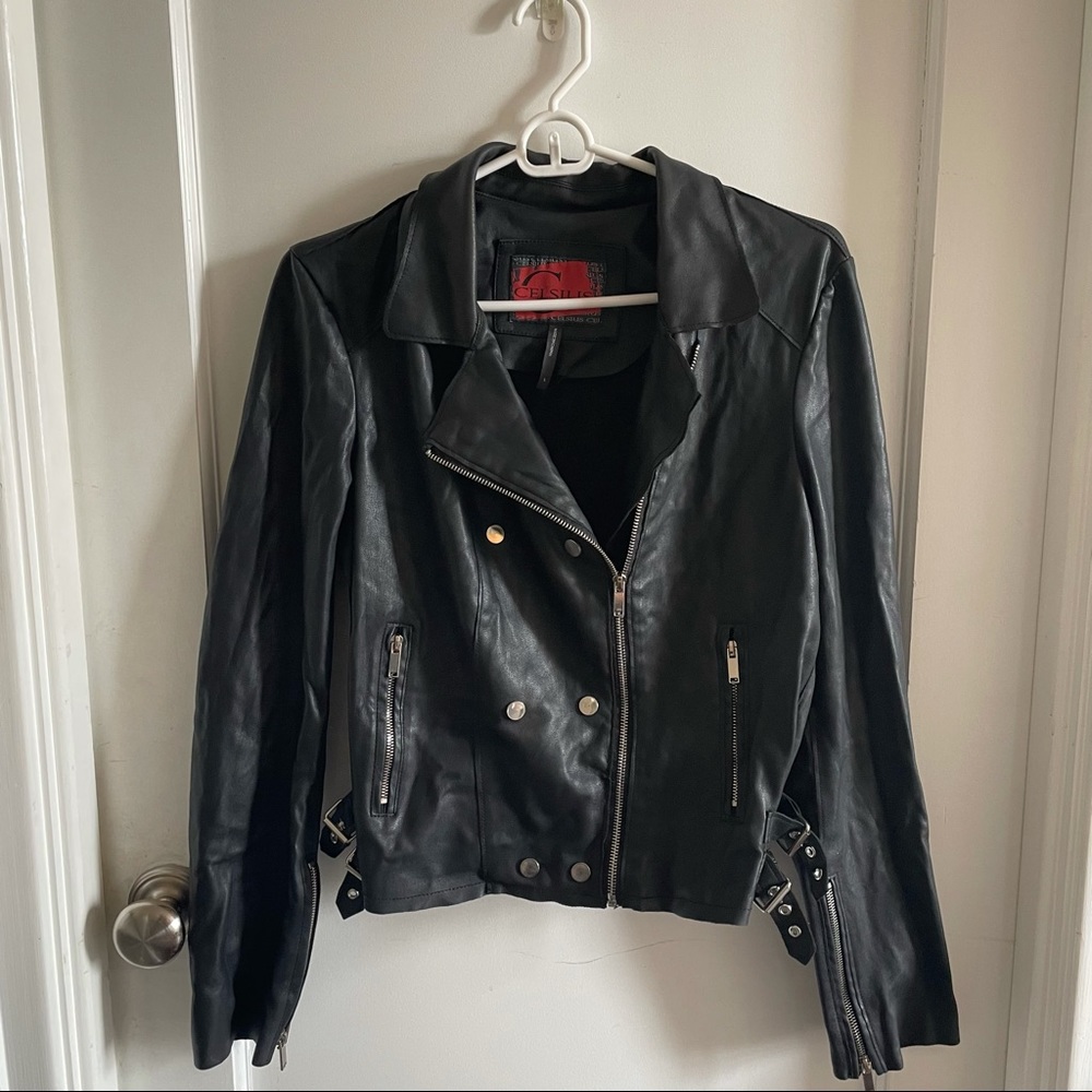 Celsius Faux Leather Moto Jacket